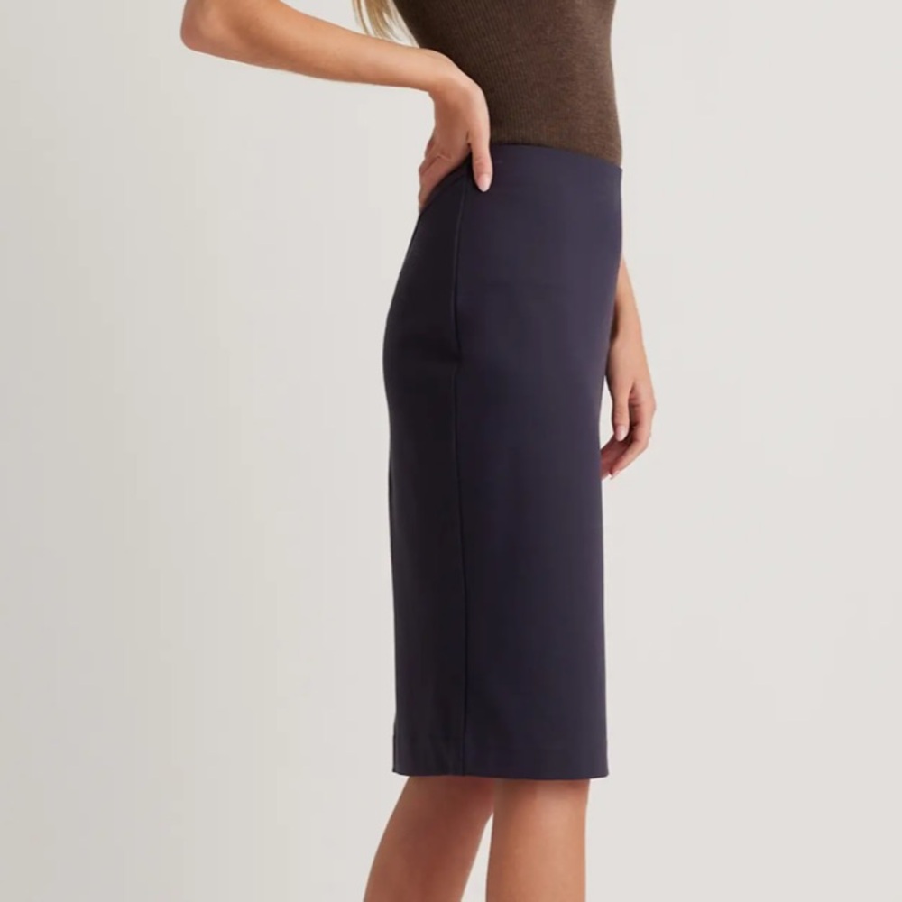 Quince Ultra-Stretch Ponte Pencil Skirt Navy Blue Office Career NWT Size S - Picture 11 of 11